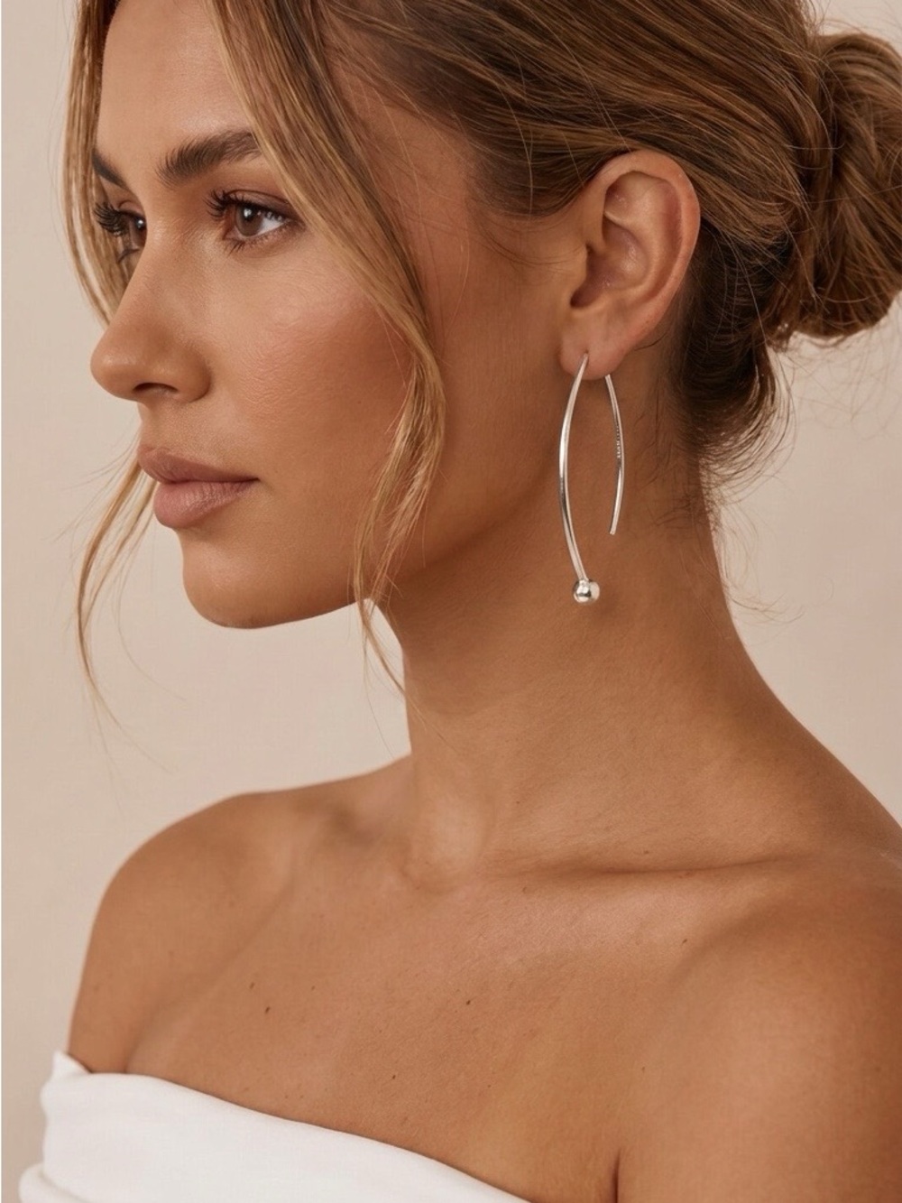 Silpada Silver Curved Drop Earrings with Polished Ball